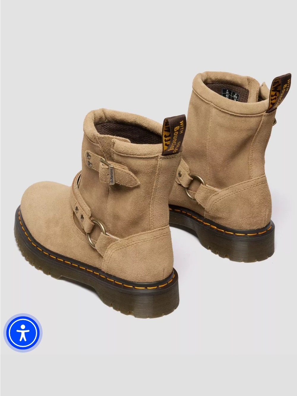 Dr. Martens Anistone Harness Suede Biker Boot in Savannah Tan - Picture 3 of 4